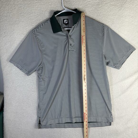 FootJoy Polo Shirt Mens Large Black White Stripes Collared Performance Stretch - Picture 6 of 15